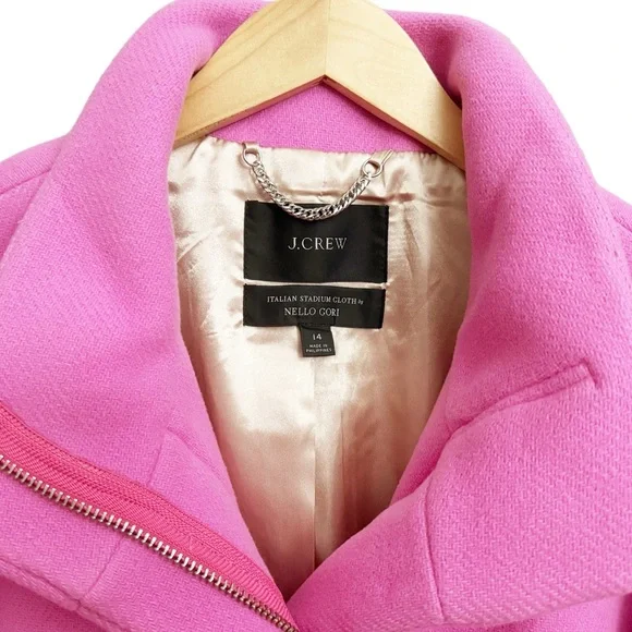 J. Crew Cocoon Coat Wool Italian Stadium Cloth Nello Gori Pink - Picture 5 of 7